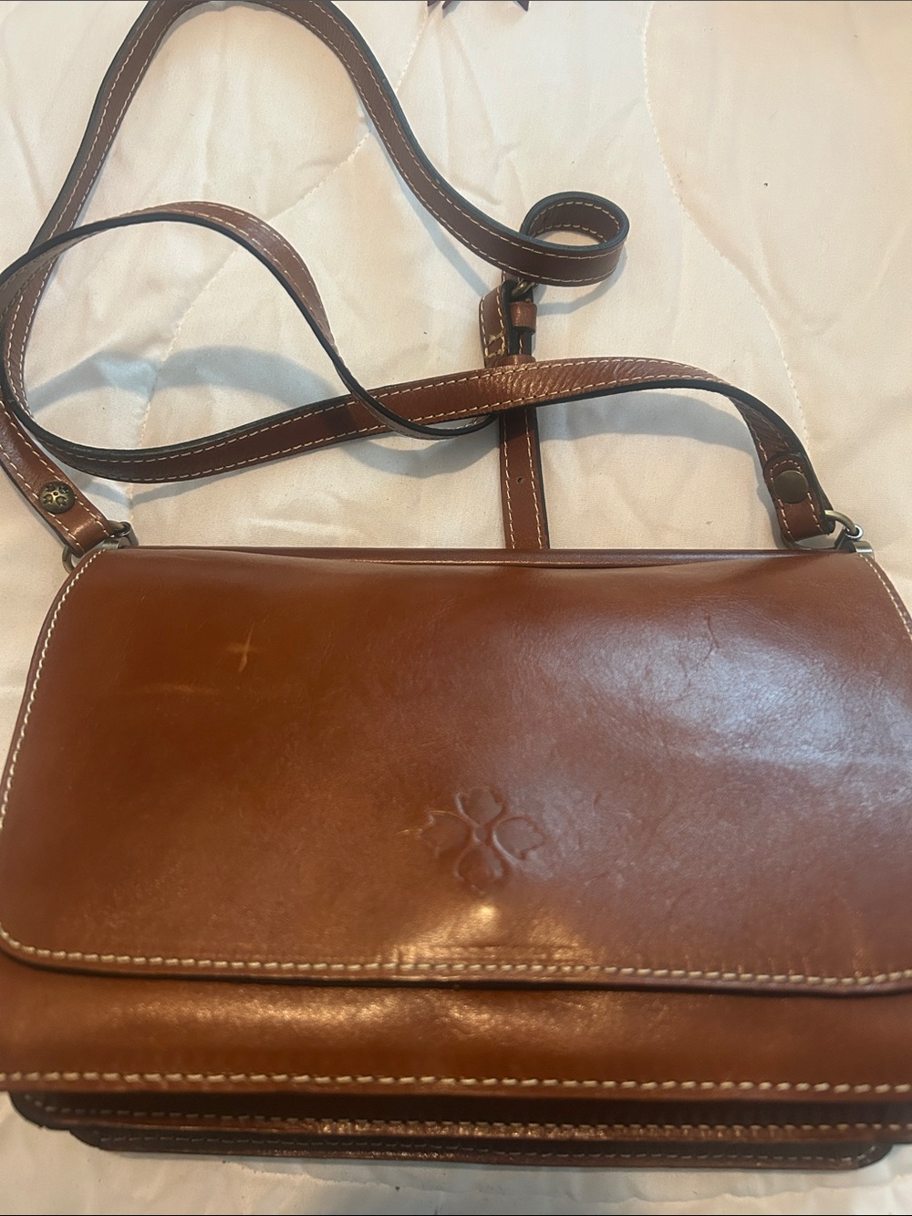 Patricia Nash Cognac Leather Crossbody Bag